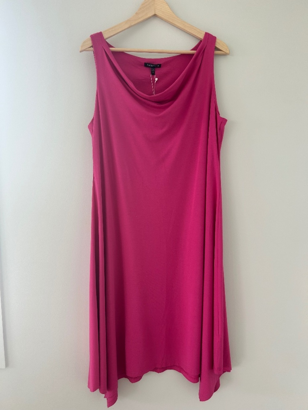 NWT Eileen Fisher Cowl Neck Dress Jersey Knit Stretch in Lotus (Hot Pink) Sz M